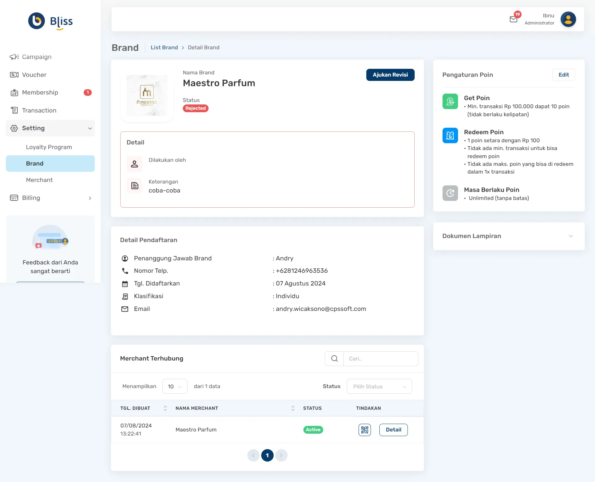 melihat detail brand loyalty program